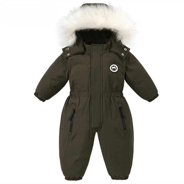 Pavoco Babykleidung Armeegrün / 18M (90) Warmer Babyoverall für Kleinkinder wasserdicht mit Kapuze Winter leicht