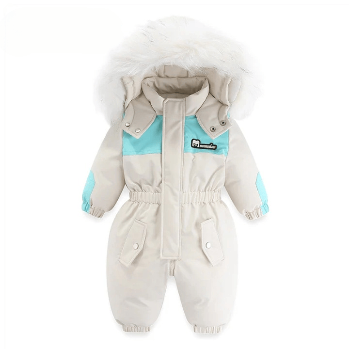 Pavoco Babykleidung Beige / 18M (90) Warmer Babyoverall für Kleinkinder wasserdicht mit Kapuze Winter leicht