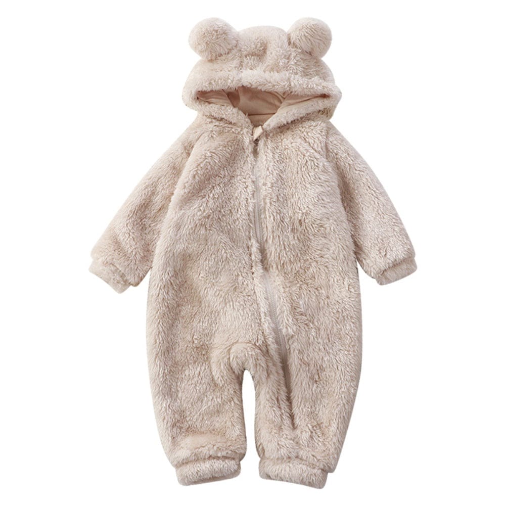Pavoco Babykleidung Beige / 66 (0-6 Monate) Bezaubernder Bären-Einteiler für Babys warm weich Flanell Winter
