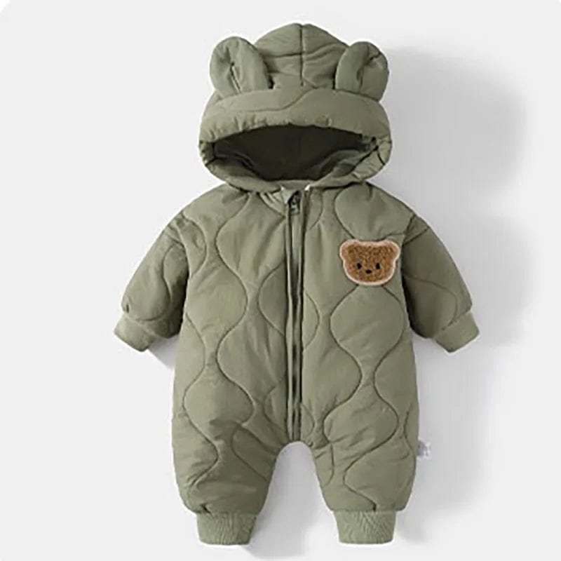 Pavoco Babykleidung Grün / 3-6M Kuscheliger Babyoverall für Unisex dick gefüttert Winter mit Bärenmotiv