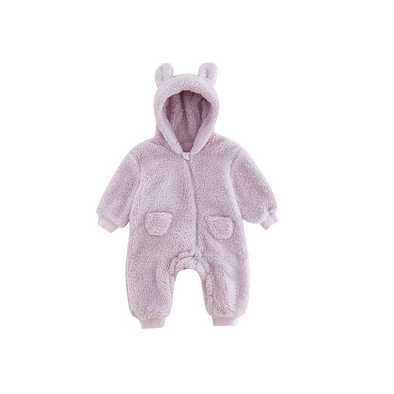 Pavoco Babykleidung Lavendel / 1-3M 59 Weicher Fleece-Strampler für Babys mit Tiermotiv warm atmungsaktiv