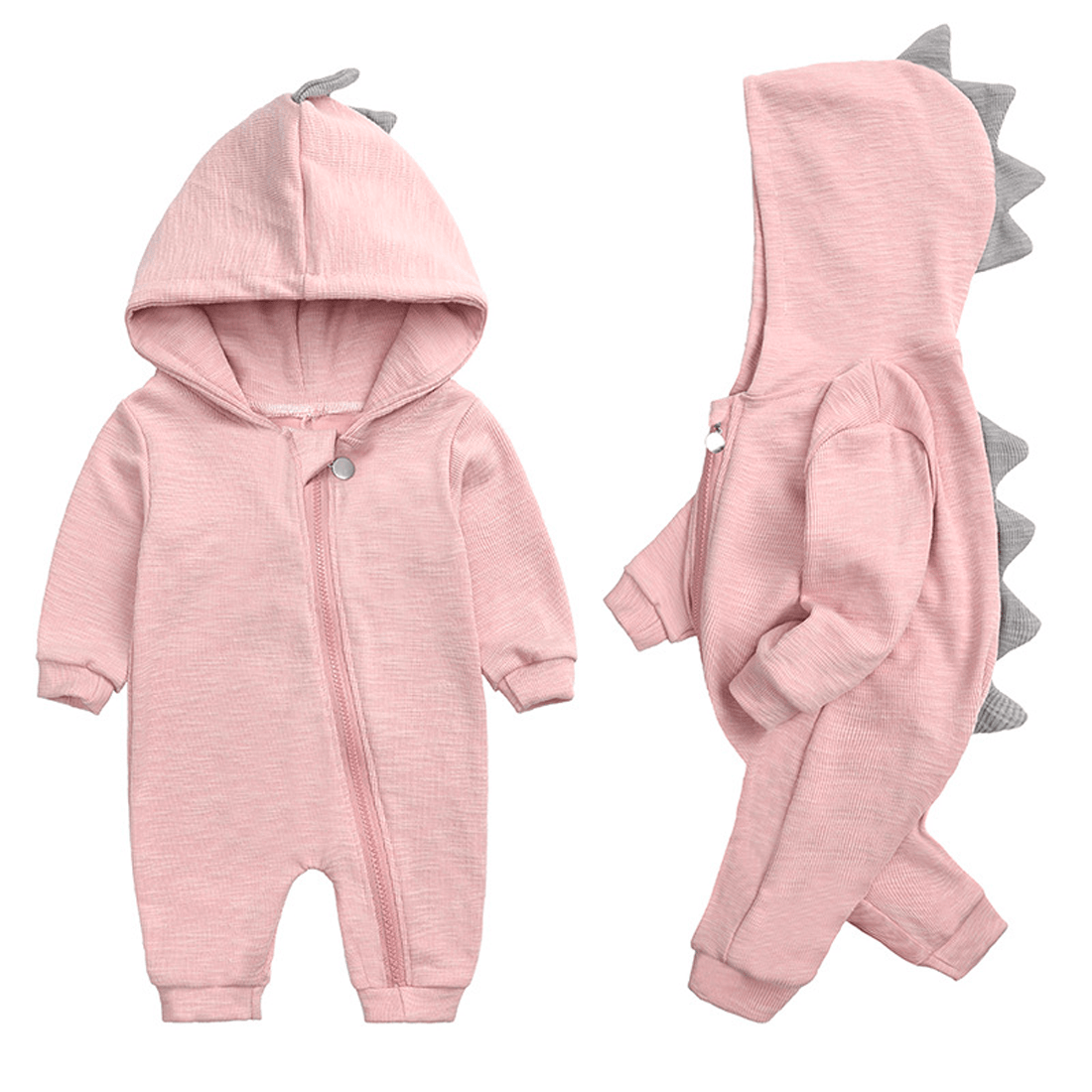 Pavoco Babykleidung Niedlicher Baby Overall für Kinder atmungsaktiv Winter mit Dinosaurierkapuze