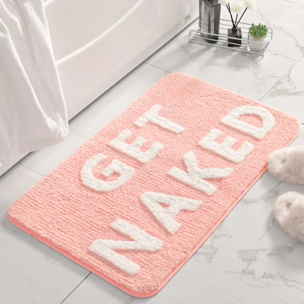 Pavoco Badematten Nackt werden Pink / 50x80cm Weicher Badvorleger für Unisex saugfähig rutschfest modern