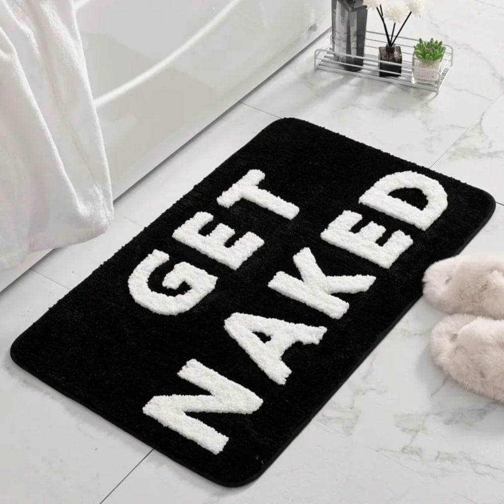 Pavoco Badematten Nackt werden Schwarz / 50x80cm Weicher Badvorleger für Unisex saugfähig rutschfest modern