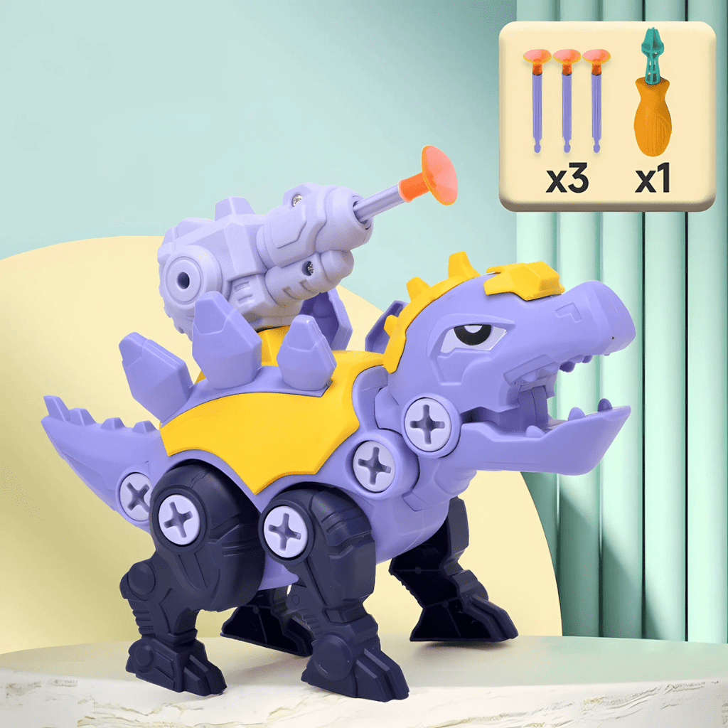 Pavoco Bauspielzeug Lila Kreatives Dinosaurier Bauspielzeug für Kinder bunt interaktiv lehrreich Kunststoff