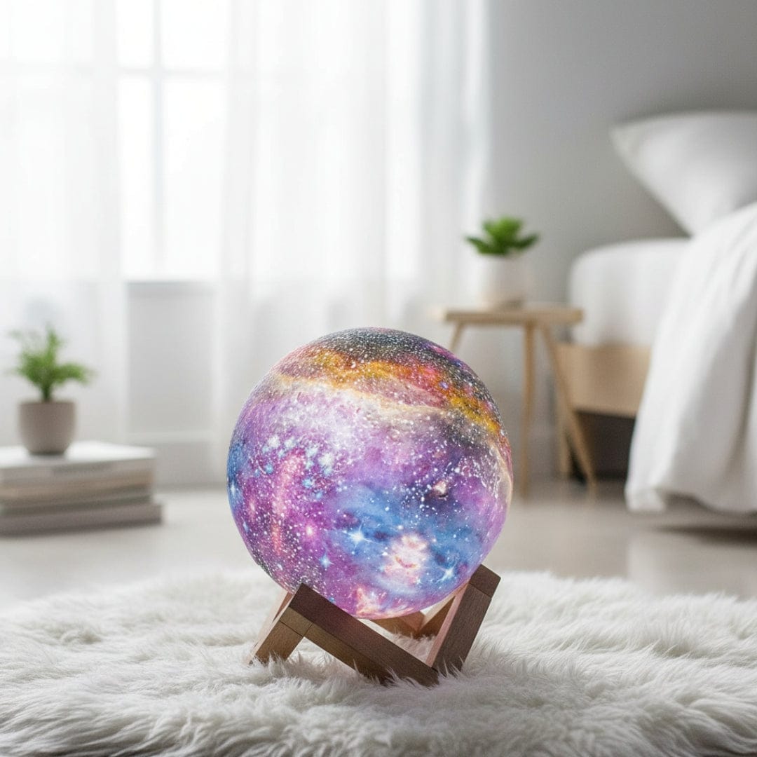 Pavoco Beleuchtung 10 cm Durchmesser Beruhigende Nachtlampe für Kinder wiederaufladbar mit Sternenhimmel Projektion