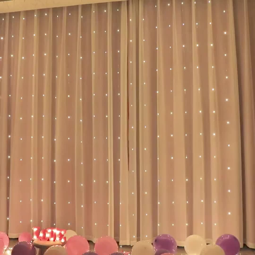 Pavoco Beleuchtung Default Eleganter Lichterketten-Vorhang für Hochzeiten warmweiß USB betrieben