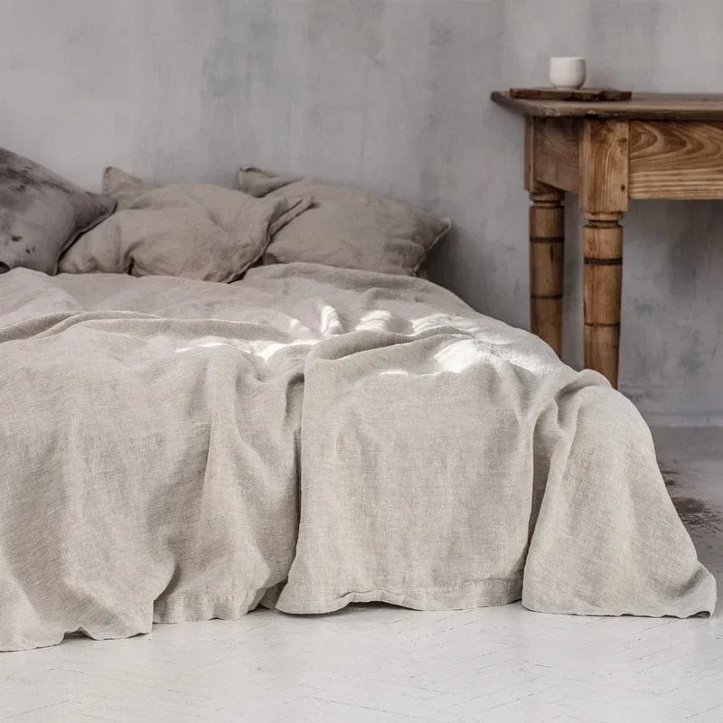 Pavoco Bettwäsche Aprikose / 150x230cm Atmungsaktives Spannbettlaken für Unisex aus 100% Leinen pflegeleicht 200x200