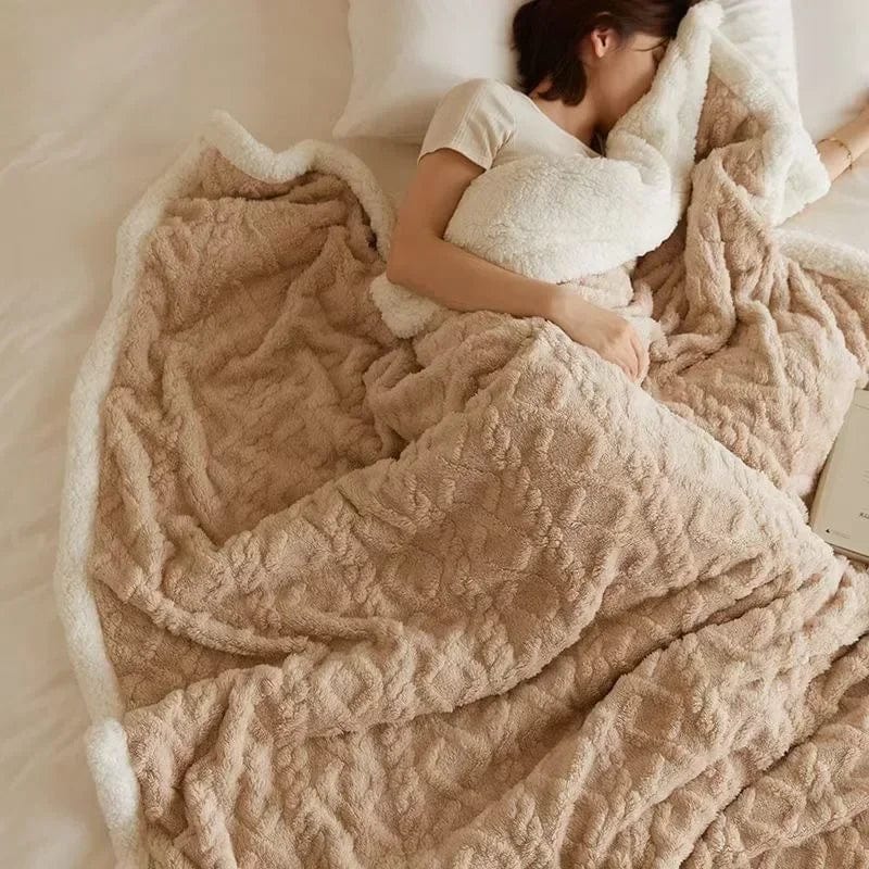 Pavoco Bettwäsche Beige / 70x100cm Kuschelweiche Wolldecke für Unisex aus Lambswool Fleece warm atmungsaktiv Winter
