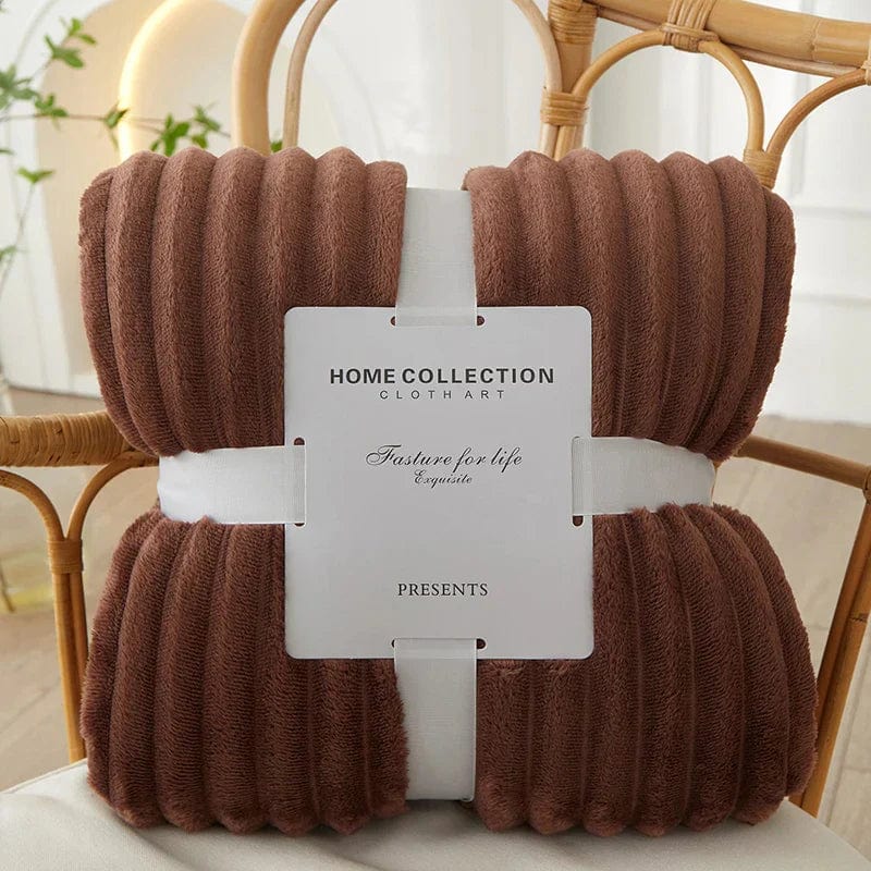 Pavoco Bettwäsche Dunkelbraun / 100x150cm Weiche Flanellfleece Decke für Unisex gemütlich warm Herbst Winter gestreift