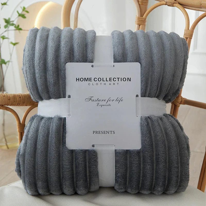 Pavoco Bettwäsche Dunkelgrau / 100x150cm Weiche Flanellfleece Decke für Unisex gemütlich warm Herbst Winter gestreift