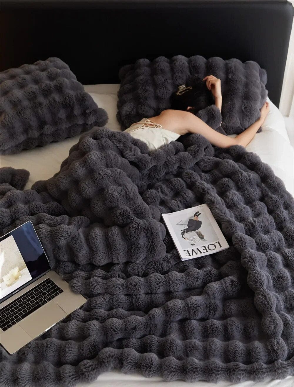 Pavoco Bettwäsche Dunkelgrau / 100x160cm (39x63in) Weiche Kuscheldecke für Unisex ganzjährig maschinenwaschbar Plüschwolle