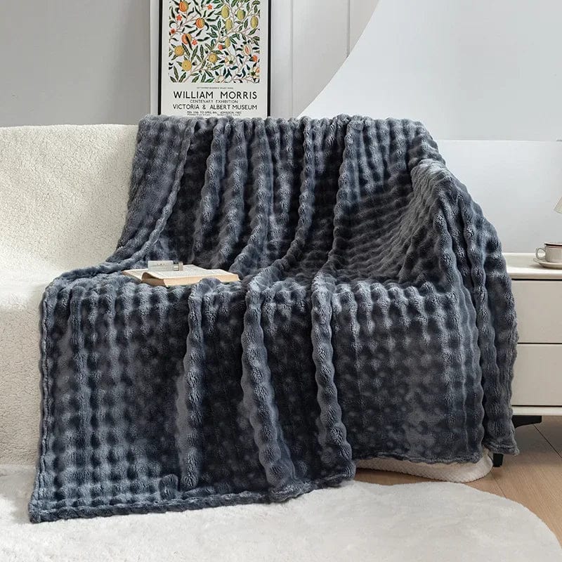 Pavoco Bettwäsche Dunkelgrau / 70x100cm Weiche Fleece Decke für Unisex warm atmungsaktiv modern 150x200 cm