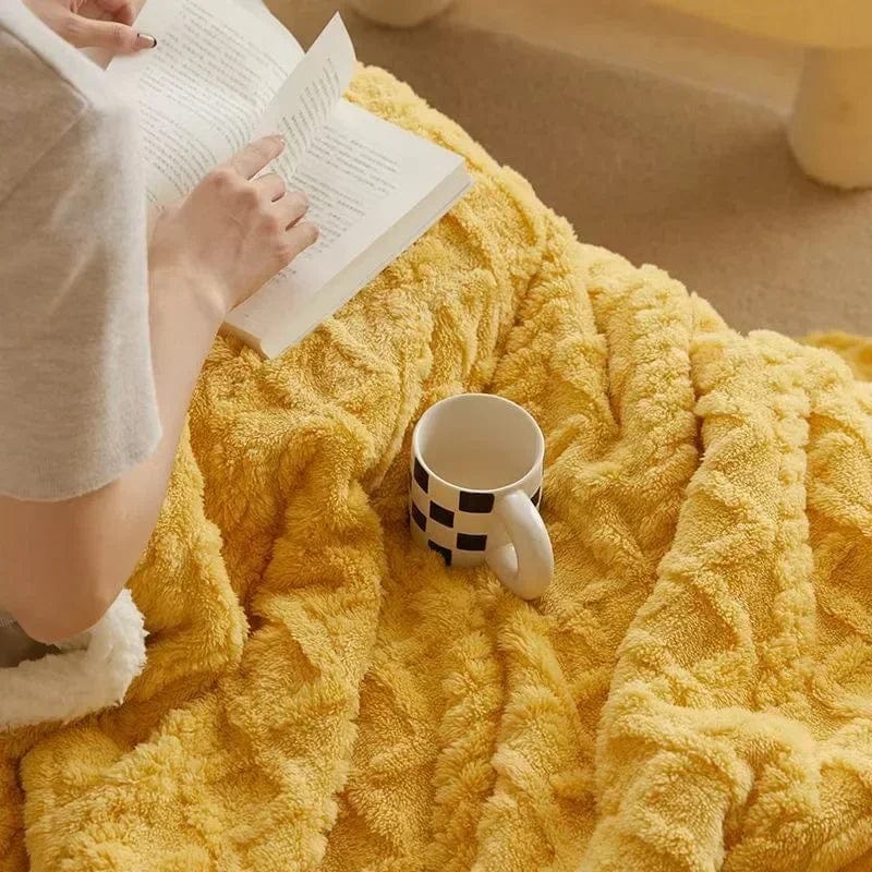 Pavoco Bettwäsche Gelb / 70x100cm Kuschelweiche Wolldecke für Unisex aus Lambswool Fleece warm atmungsaktiv Winter