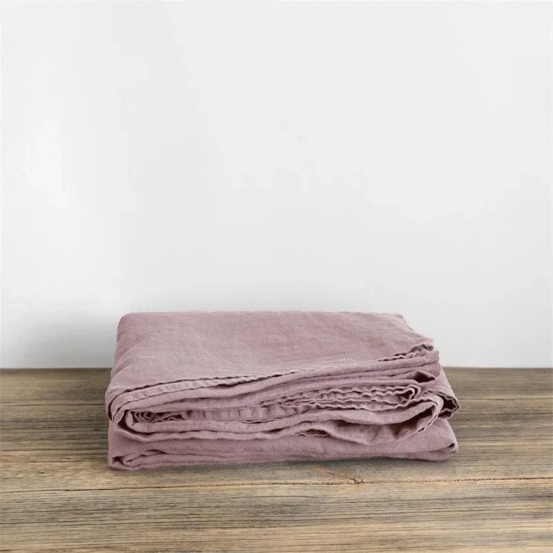 Pavoco Bettwäsche Grau Violett / 120x220cm Atmungsaktives Bettlaken für Unisex aus 100% Leinen pflegeleicht temperaturregulierend