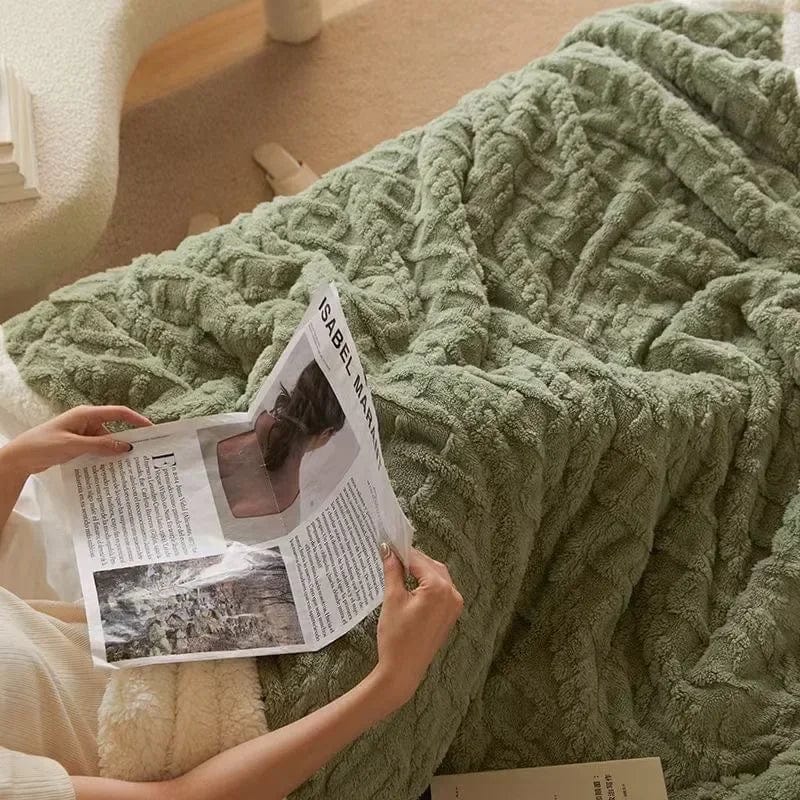 Pavoco Bettwäsche Grün / 70x100cm Kuschelweiche Wolldecke für Unisex aus Lambswool Fleece warm atmungsaktiv Winter