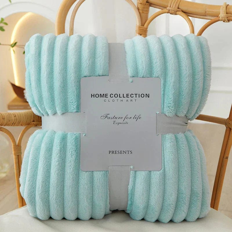 Pavoco Bettwäsche Hellblau / 100x150cm Weiche Flanellfleece Decke für Unisex gemütlich warm Herbst Winter gestreift