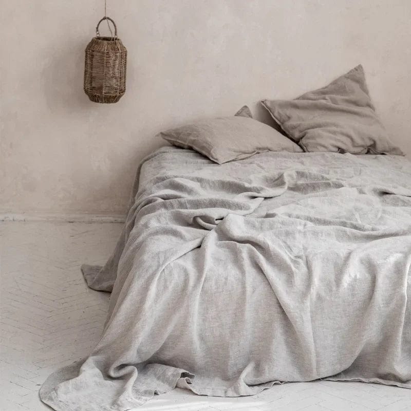 Pavoco Bettwäsche Helles Grau / 120x220cm Atmungsaktives Bettlaken für Unisex aus 100% Leinen pflegeleicht temperaturregulierend