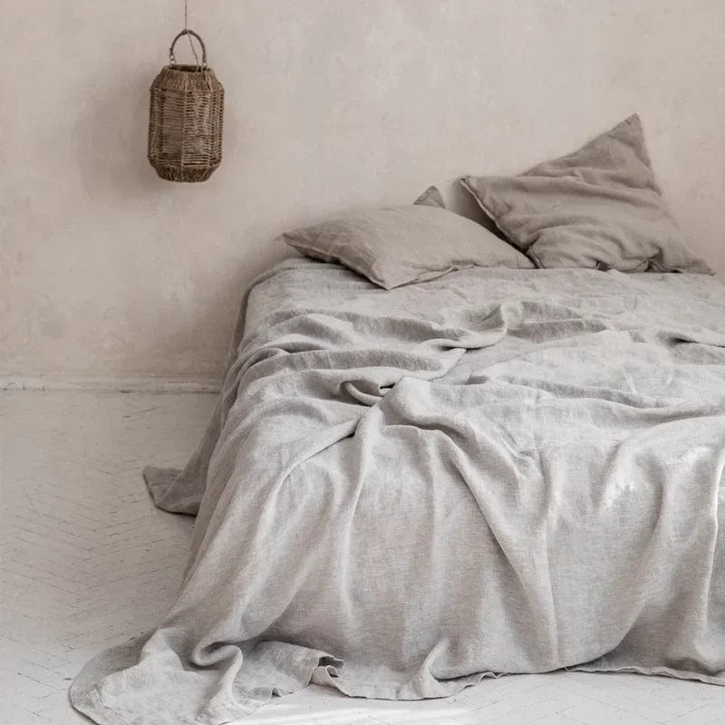 Pavoco Bettwäsche Hellgrau / 150x230cm Atmungsaktives Spannbettlaken für Unisex aus 100% Leinen pflegeleicht 200x200