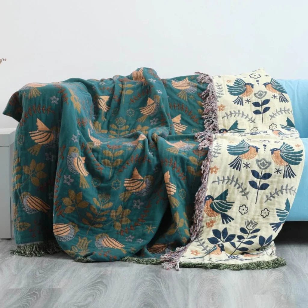 Pavoco Bettwäsche Luxuriöse Wolldecke für Unisex 100% Baumwolle Reversibel atmungsaktiv elegant