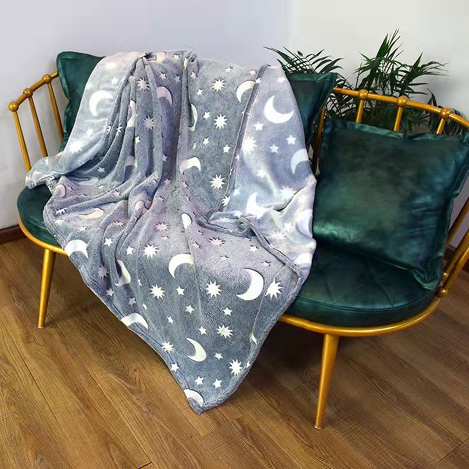Pavoco Bettwäsche Mond und Sterne / 100 x 150 cm Leuchtende Kinderdecke aus Flanell für Kinder weich 100x150cm 200x150cm