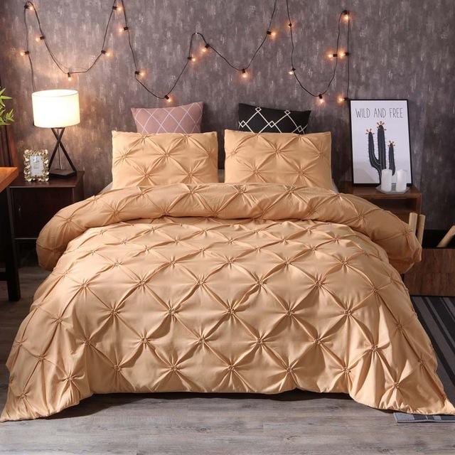 Pavoco Bettwäsche-Sets Gold / 240×200 cm – Doppelbett breit Elegantes Bettbezug Set für Unisex Mikrofaser pflegeleicht 240x220 155x200