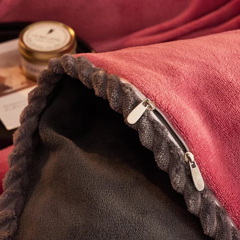 Pavoco Bettwäsche-Sets Luxuriöse Samt-Fleece Bettwäsche für Unisex 155x220 warm weich Winter