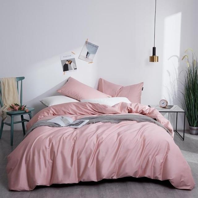 Pavoco Bettwäsche-Sets Rosa / 200×200 cm – Doppelbett Luxuriöse Bettwäsche 155x220 für Unisex aus Satin-Baumwolle minimalistisch weich
