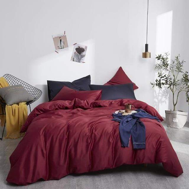 Pavoco Bettwäsche-Sets Rot / 200×200 cm – Doppelbett Luxuriöse Bettwäsche 155x220 für Unisex aus Satin-Baumwolle minimalistisch weich