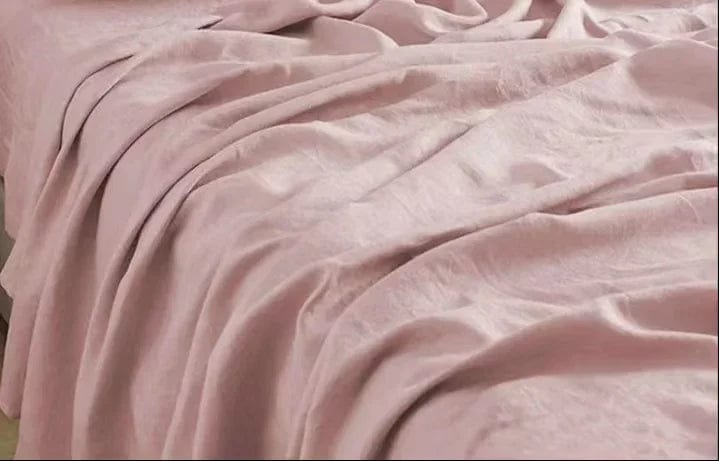 Pavoco Bettwäsche Staubiges Rosa / 150x230cm Atmungsaktives Spannbettlaken für Unisex aus 100% Leinen pflegeleicht 200x200