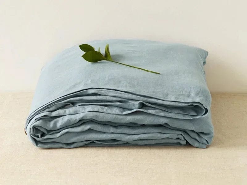 Pavoco Bettwäsche Steinblau / 150x230cm Atmungsaktives Spannbettlaken für Unisex aus 100% Leinen pflegeleicht 200x200