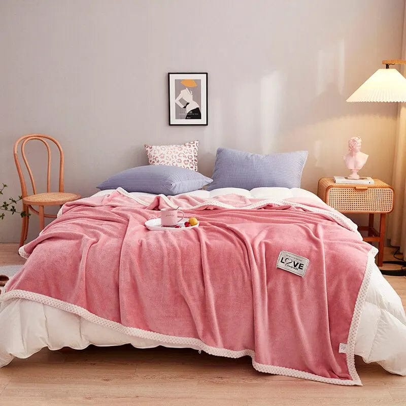 Pavoco Bettwäsche Weiche Fleece Decke für Unisex rosa aus Flanell gemütlich atmungsaktiv Winter