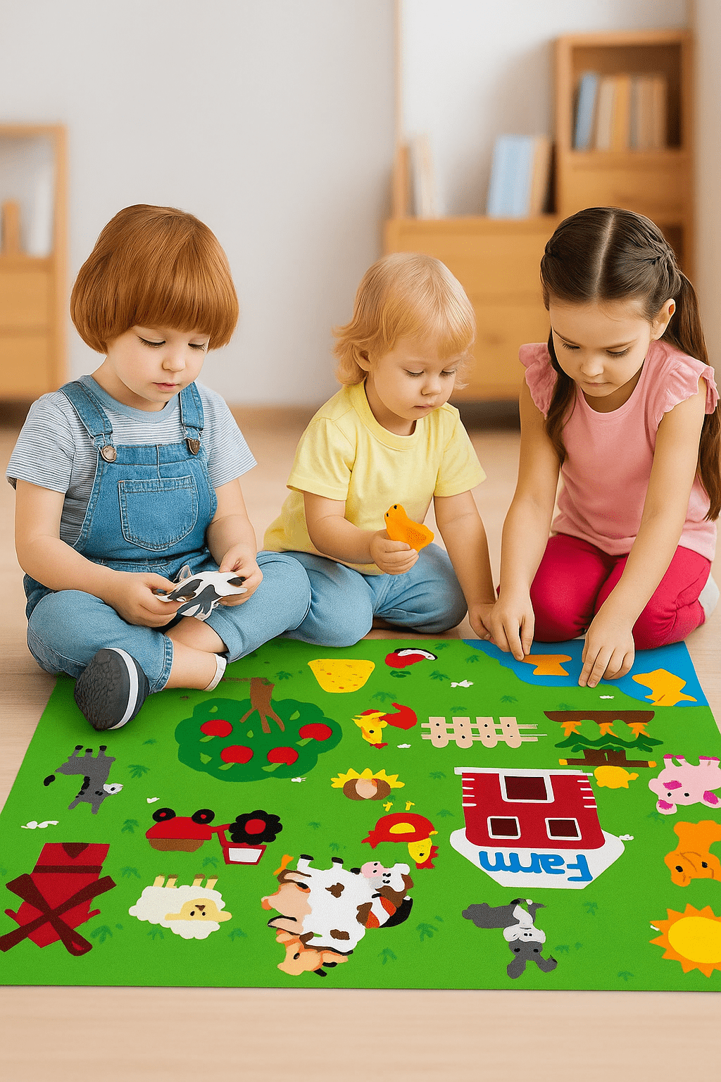 Pavoco Bildungsspielzeug Hof | interaktive Filzmatte für Kinder kreativ