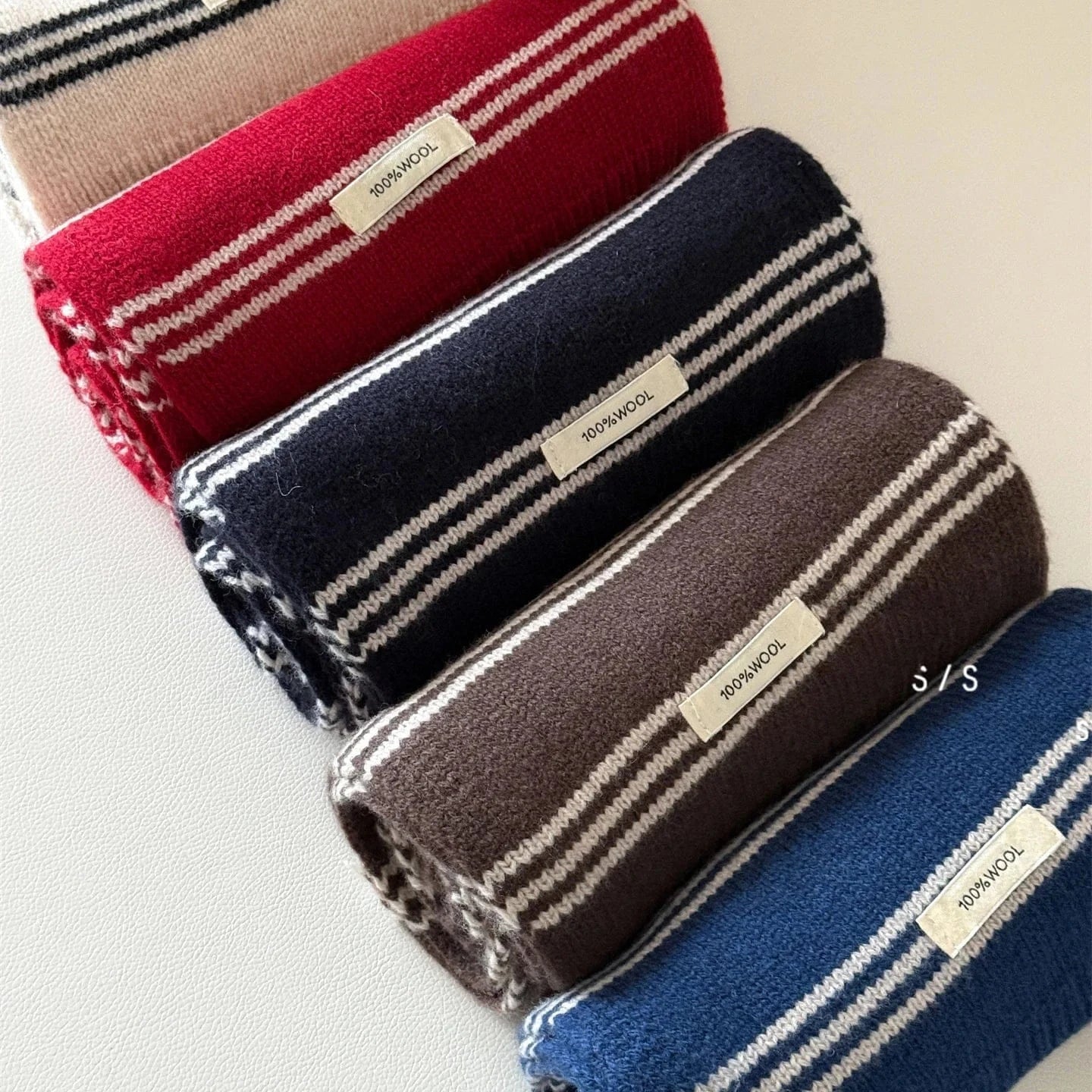 Pavoco Damen-Schals Eleganter Wollschal für Damen lang gestreift warm Herbst Winter