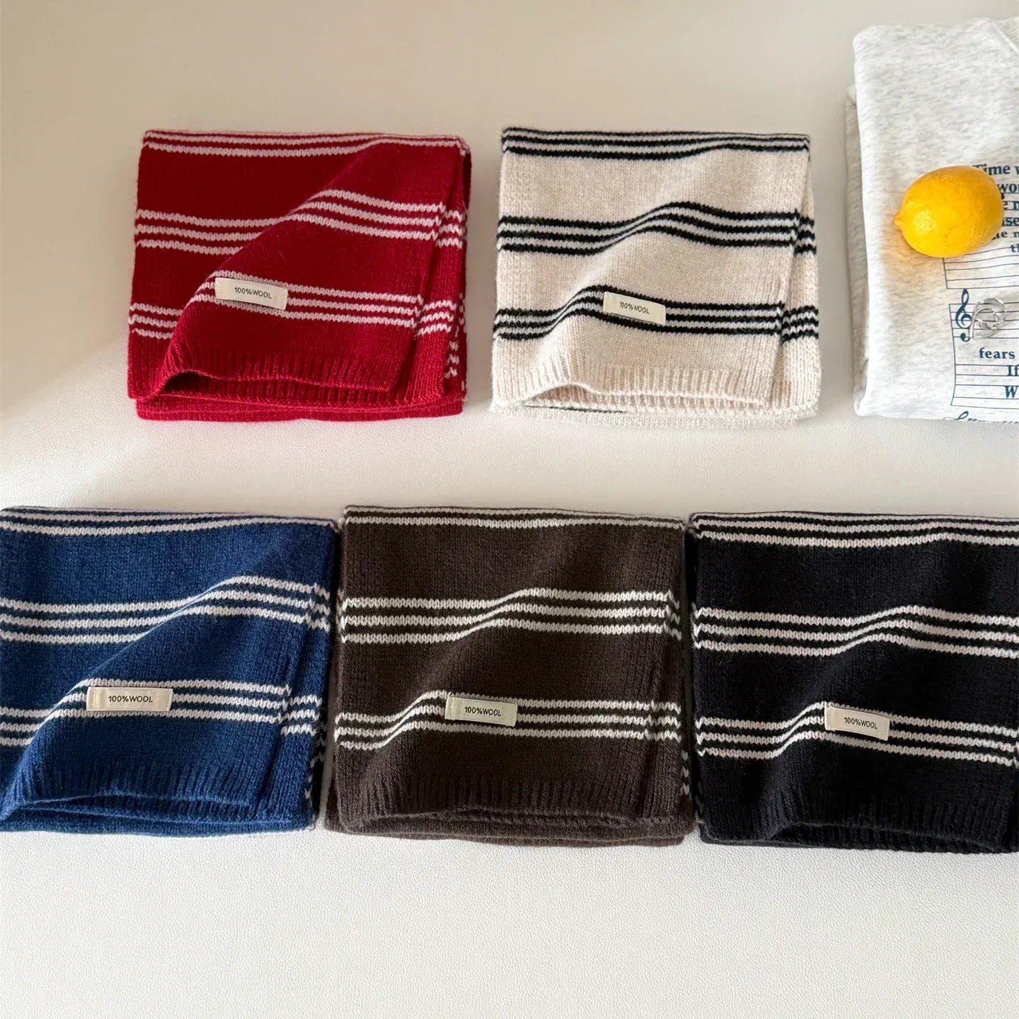 Pavoco Damen-Schals Eleganter Wollschal für Damen lang gestreift warm Herbst Winter