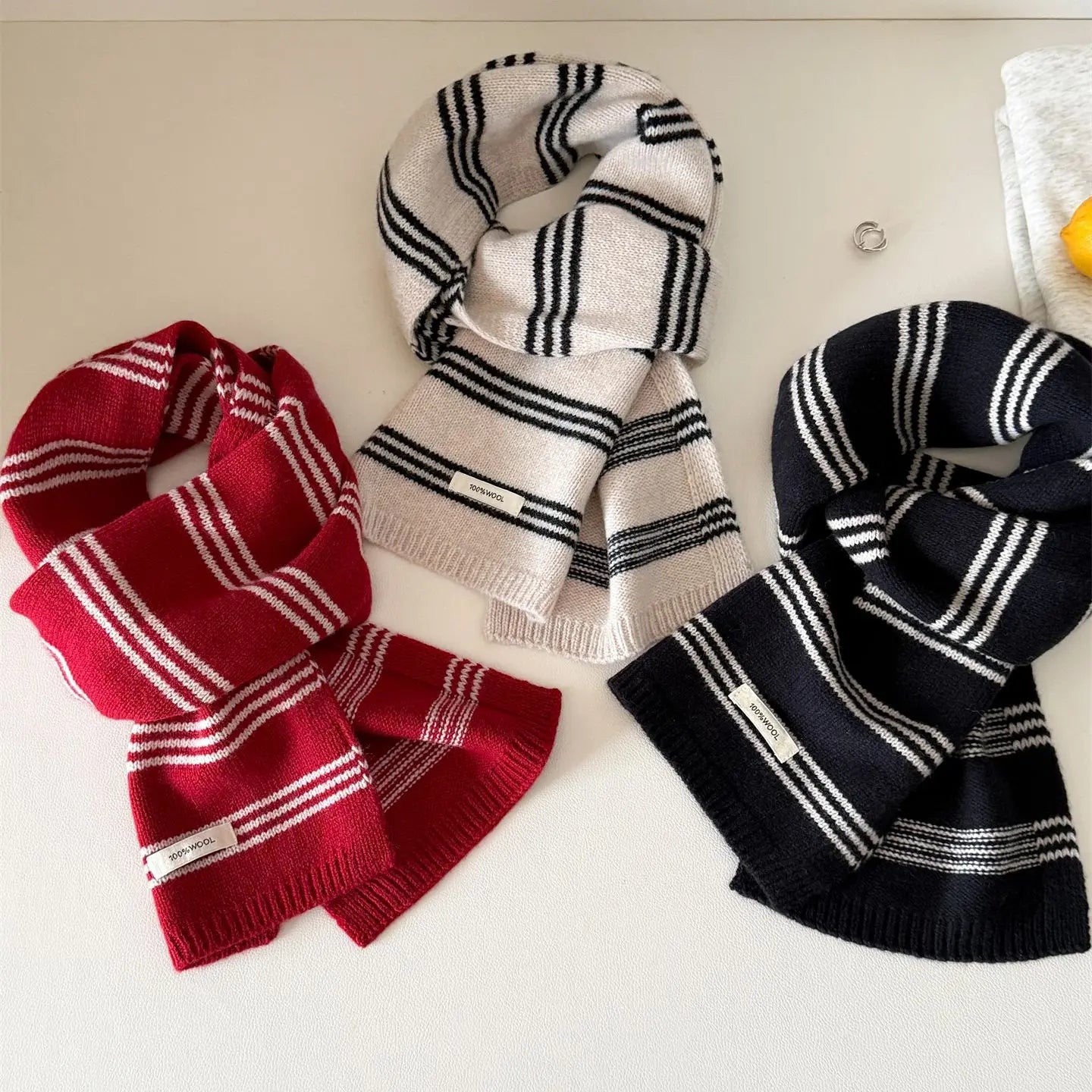 Pavoco Damen-Schals Eleganter Wollschal für Damen lang gestreift warm Herbst Winter