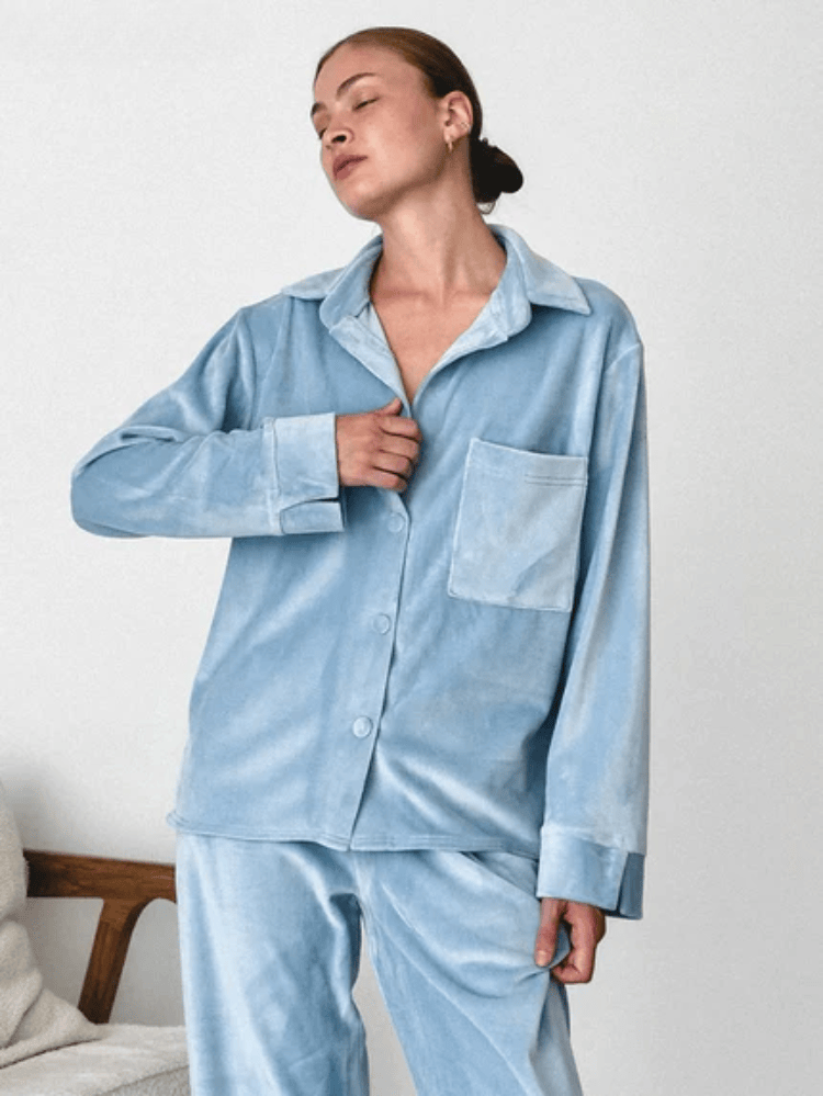 Pavoco Damen Schlafanzüge Bequemes Pyjama-Set für Damen mit Hemd und Hose weit geschnitten