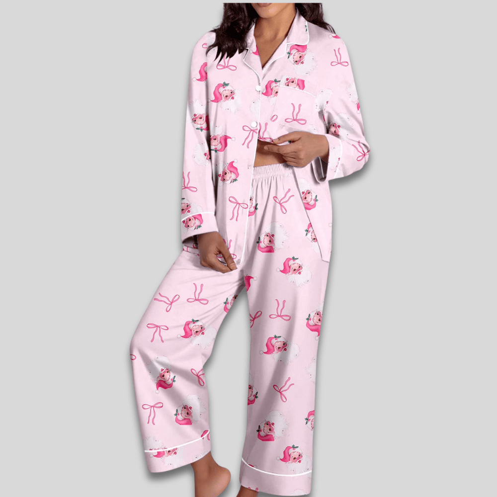 Pavoco Damen Schlafanzüge G / S Weiches Pyjama Set für Damen zweiteilig festlich gemütlich Winter