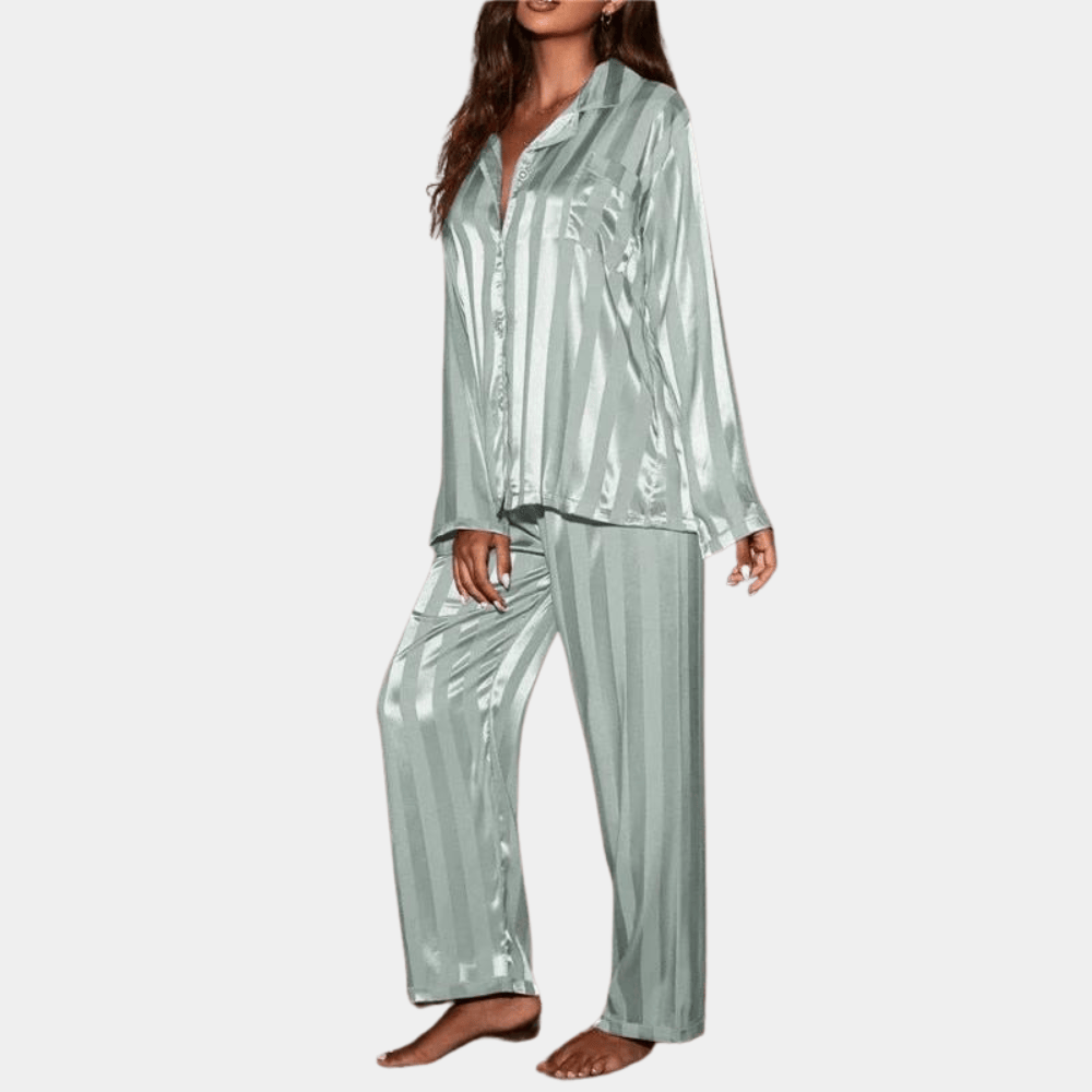 Pavoco Damen Schlafanzüge Grün / M Luxuriöses Pyjama-Set für Damen atmungsaktiv bequem Sommer