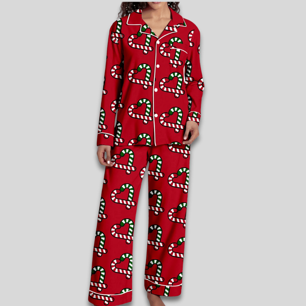 Pavoco Damen Schlafanzüge I / S Weiches Pyjama Set für Damen zweiteilig festlich gemütlich Winter