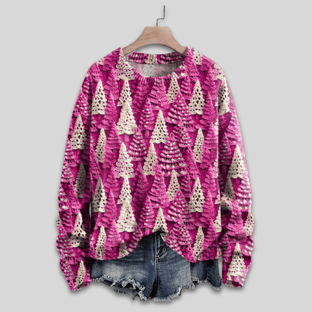 Pavoco Damenpullover Rosa / XS Festlicher Strickpullover für Damen langärmelig weich Weihnachten