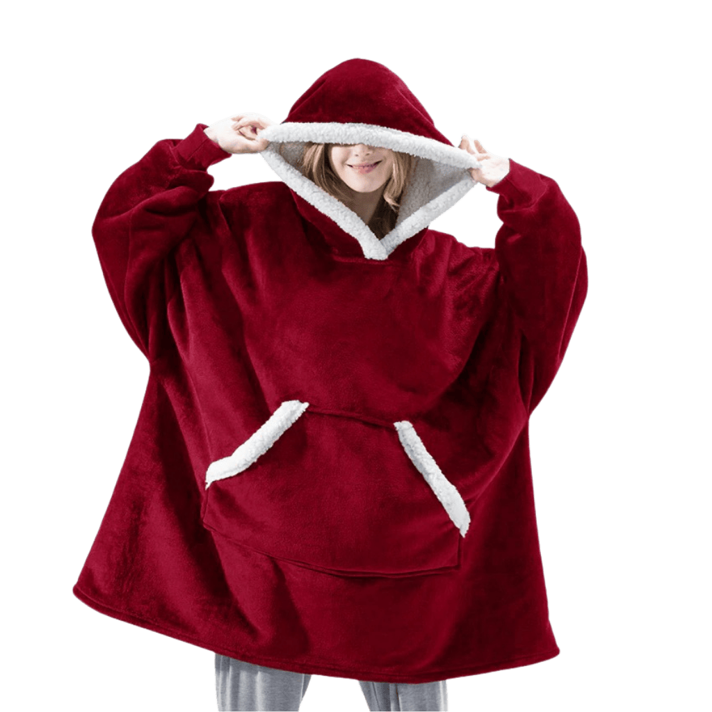 Pavoco Decken & Plaids Dunkelrot / Einheitsgröße Weiche Kapuzendecke für Unisex gemütlich mit Fleece warm Winter