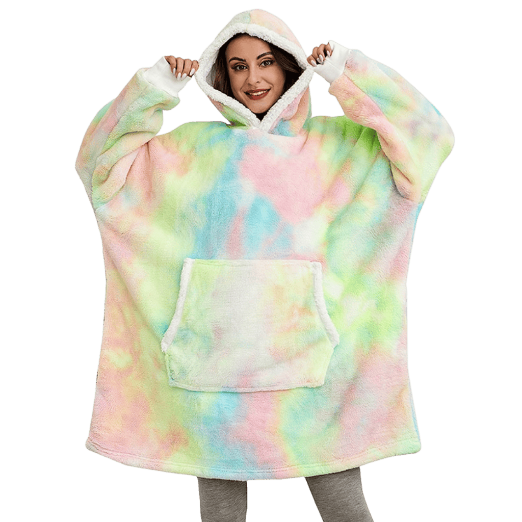 Pavoco Decken & Plaids Regenbogen / Einheitsgröße Weiche Kapuzendecke für Unisex gemütlich mit Fleece warm Winter