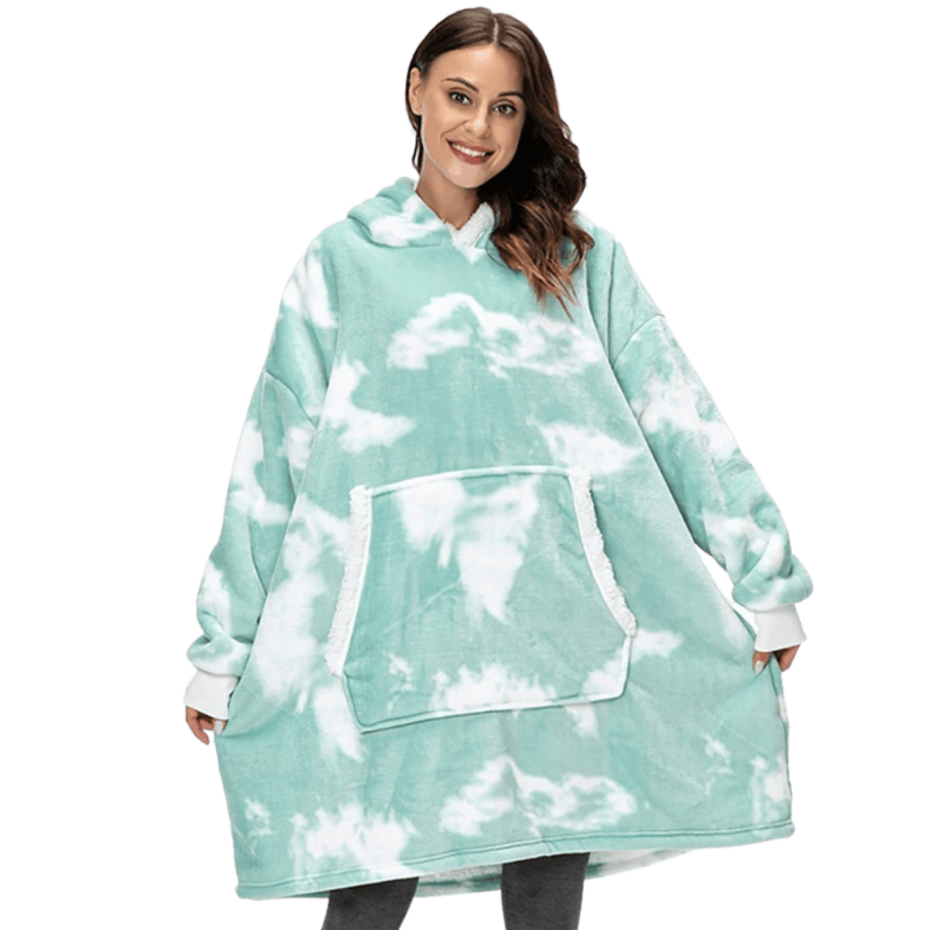 Pavoco Decken & Plaids Verblasstes Grün / Einheitsgröße Weiche Kapuzendecke für Unisex gemütlich mit Fleece warm Winter