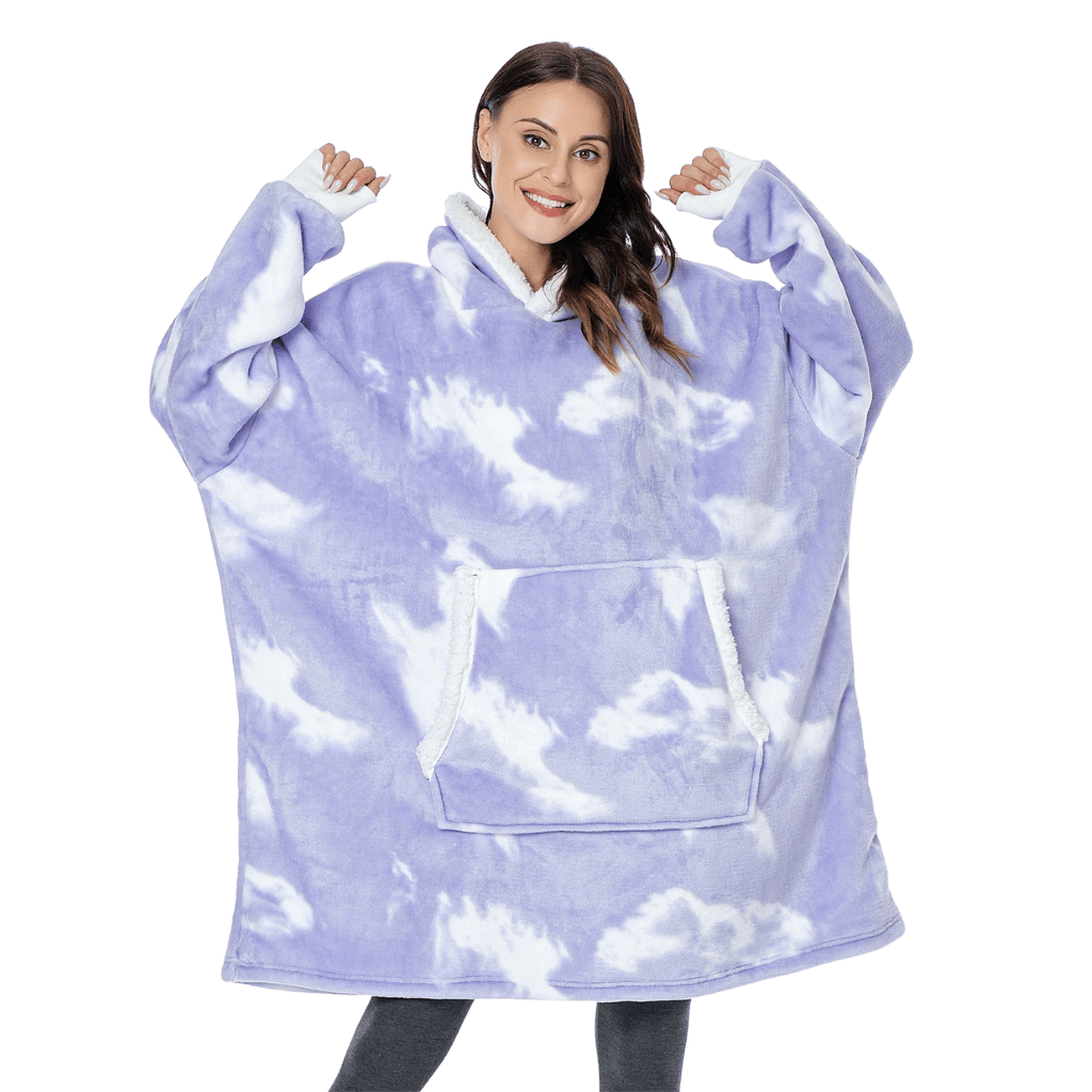 Pavoco Decken & Plaids Verblasstes Lila / Einheitsgröße Weiche Kapuzendecke für Unisex gemütlich mit Fleece warm Winter