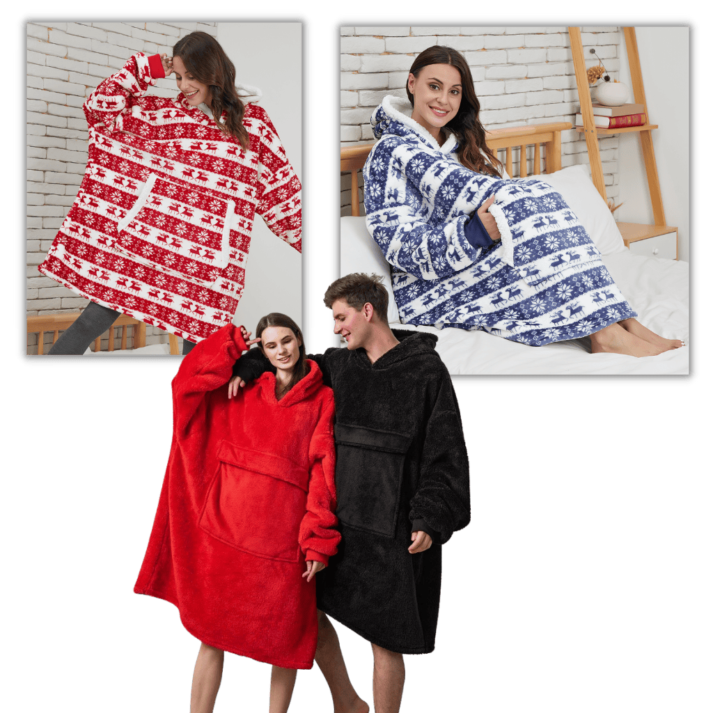 Pavoco Decken & Plaids Weiche Kapuzendecke für Unisex gemütlich mit Fleece warm Winter