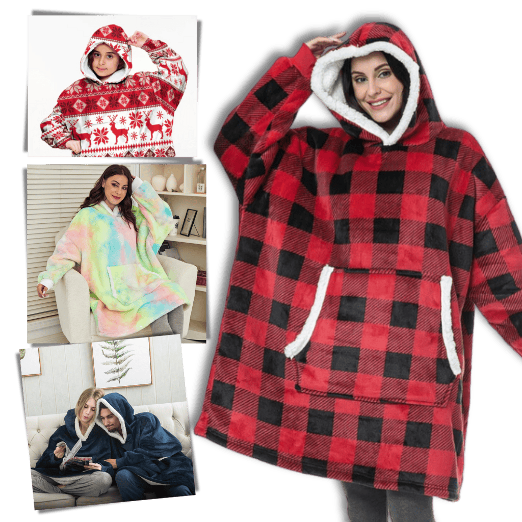 Pavoco Decken & Plaids Weiche Kapuzendecke für Unisex gemütlich mit Fleece warm Winter