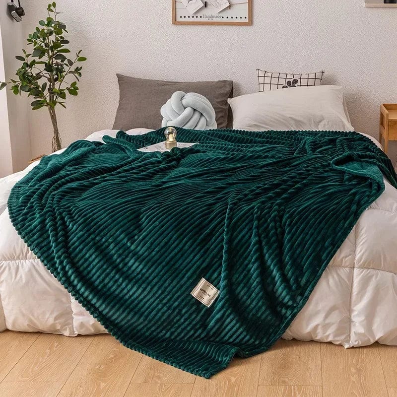 Pavoco Decken & Überwürfe 70x100cm / Dunkelgrün Dicke Flanell-Decke für Unisex warm und gemütlich Herbst