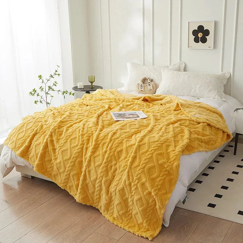 Pavoco Decken & Überwürfe Gelb / 70x100cm Weiche Wolldecke für Unisex aus Lambswool warm und luxuriös Winter