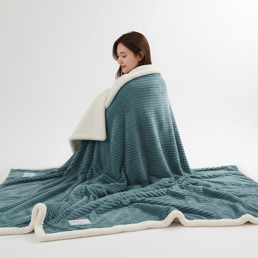 Pavoco Decken & Überwürfe Gestreiftes Blau / 100x150cm Kuschelige Fleece Decke für Unisex leicht vielseitig einsetzbar Winter